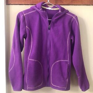 LANDS' END Kids Full Zip Hooded Fleece Jacket Polartec 200- Size XL / 16- Purple